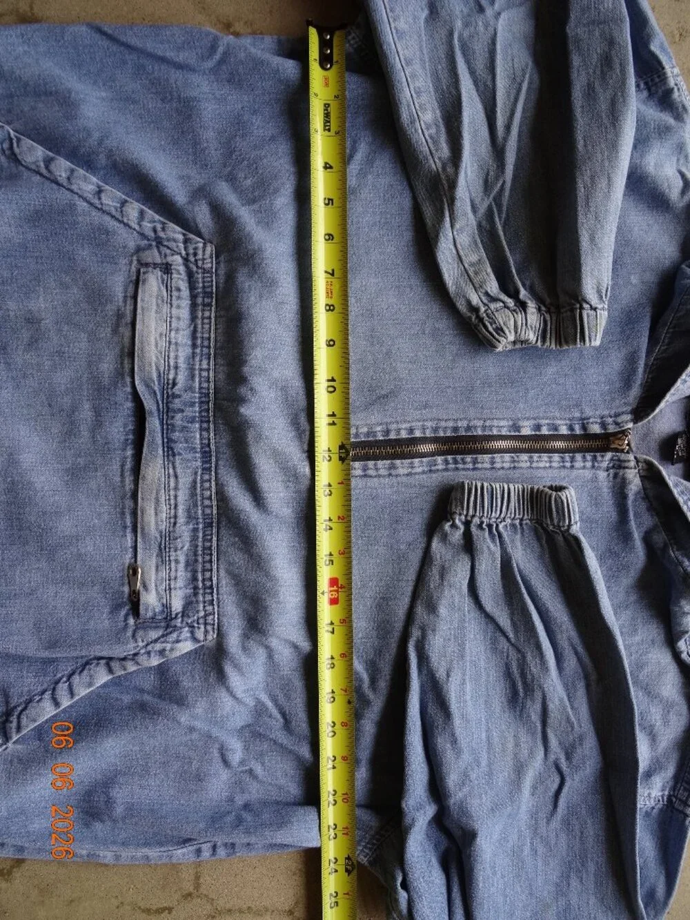 Vintage 90's Express Bleus Denim Quarter Zip Anorak Hooded Jacket mens M